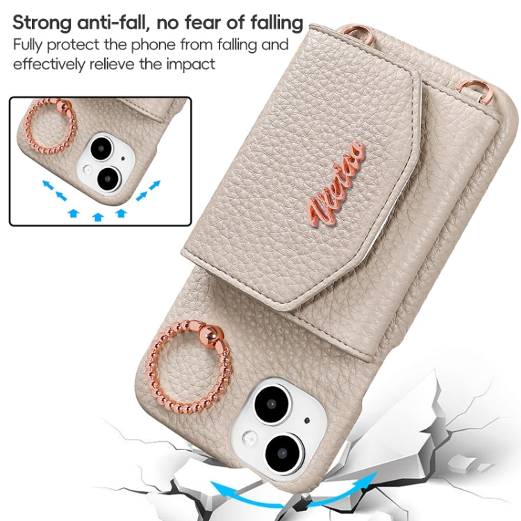 For iPhone 14 Pro VIETAO Ring Holder Card Bag Phone Case with Lanyard(Black) - iPhone 14 Pro Cases by VIETAO | Online Shopping UK | buy2fix