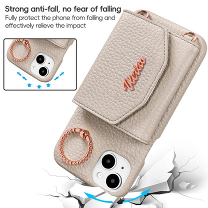 For iPhone 14 Pro VIETAO Ring Holder Card Bag Phone Case with Lanyard(Purple) - iPhone 14 Pro Cases by VIETAO | Online Shopping UK | buy2fix