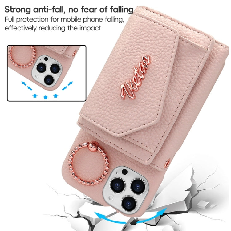 For iPhone 13 Pro VIETAO Ring Holder Wallet PU Phone Case with Lanyard(Pink) - iPhone 13 Pro Cases by VIETAO | Online Shopping UK | buy2fix