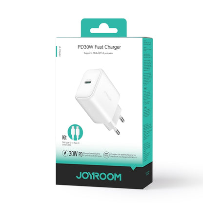 JOYROOM JR-TCF24 30W USB-C / Type-C Fast Charger with Cable Set, Specification:EU Plug(White) - USB Charger by JOYROOM | Online Shopping UK | buy2fix