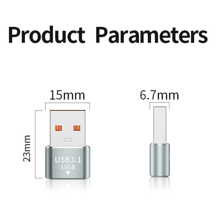 120W 10Gbps USB3.1 Male to USB-C / Type-C Female OTG Mini Adapter(Silver) - OTG Adapter by buy2fix | Online Shopping UK | buy2fix