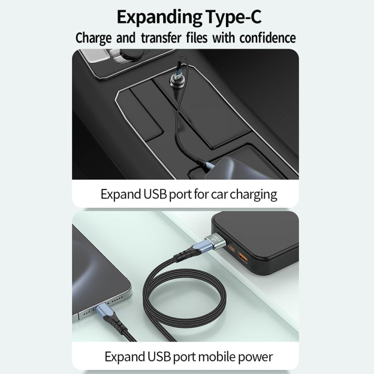 120W 10Gbps USB3.1 Male to USB-C / Type-C Female OTG Mini Adapter(Grey) - OTG Adapter by buy2fix | Online Shopping UK | buy2fix