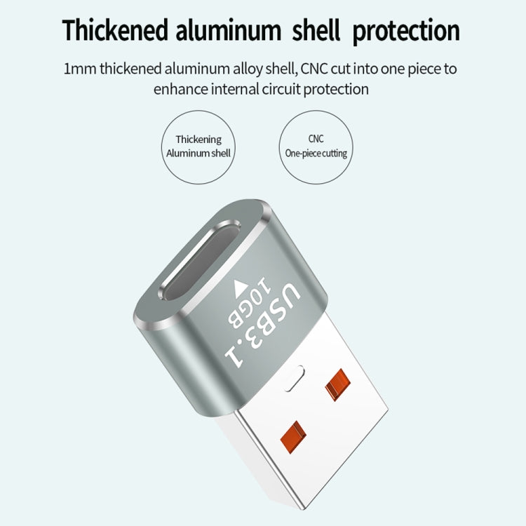 120W 10Gbps USB3.1 Male to USB-C / Type-C Female OTG Mini Adapter(Silver) - OTG Adapter by buy2fix | Online Shopping UK | buy2fix