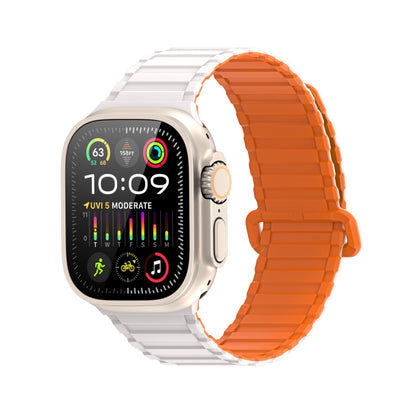 For Apple Watch Series 8 45mm DUX DUCIS KJ Series Magnetic Buckle Silicone Watch Band(Starlight Orange) - Watch Bands by DUX DUCIS | Online Shopping UK | buy2fix