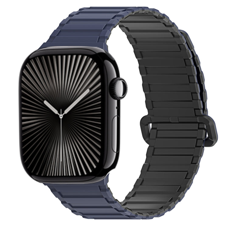 For Apple Watch Series 10 46mm DUX DUCIS KJ Series Magnetic Buckle Silicone Watch Band(Black Blue) - Watch Bands by DUX DUCIS | Online Shopping UK | buy2fix