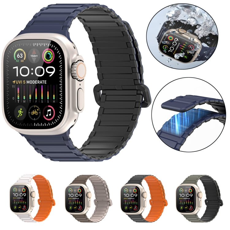 For Apple Watch Series 4 44mm DUX DUCIS KJ Series Magnetic Buckle Silicone Watch Band(Black Orange) - Watch Bands by DUX DUCIS | Online Shopping UK | buy2fix