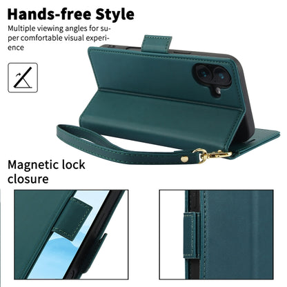 For iPhone 16 Side Buckle RFID Anti-theft Leather Phone Case(Green) - iPhone 16 Cases by buy2fix | Online Shopping UK | buy2fix