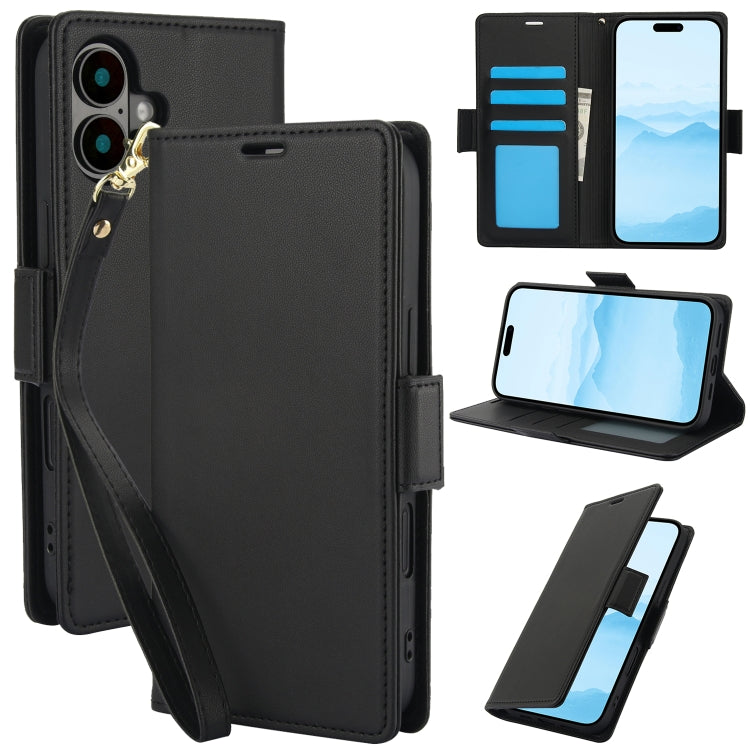 For iPhone 16 Plus Side Buckle RFID Anti-theft Leather Phone Case(Black) by buy2fix