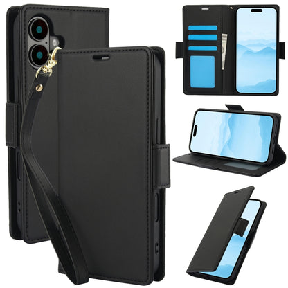 For iPhone 16 Plus Side Buckle RFID Anti-theft Leather Phone Case(Black) by buy2fix