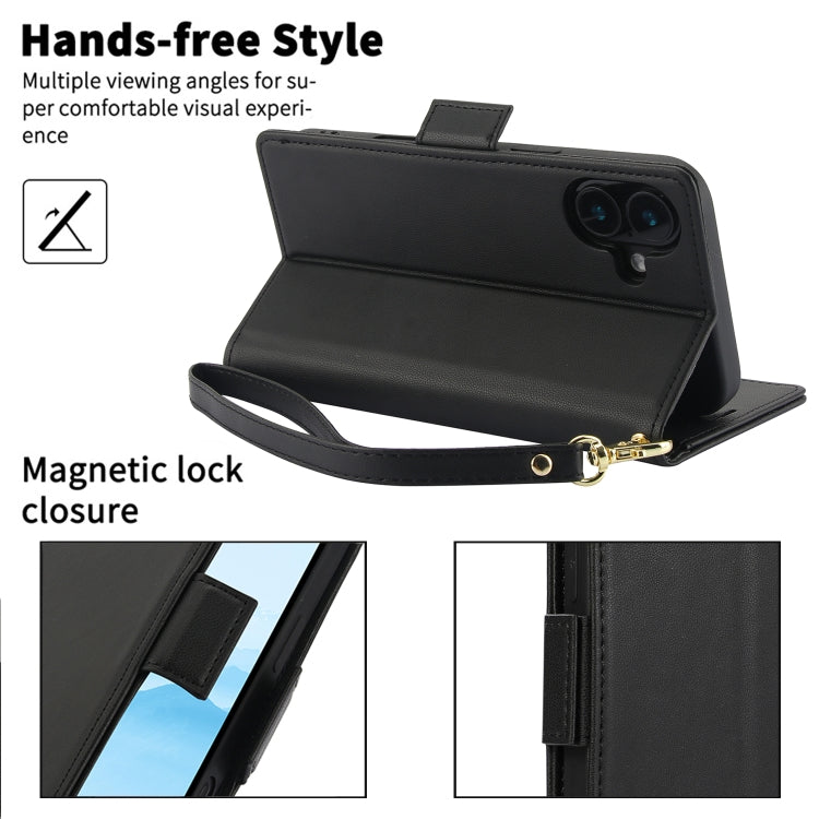 For iPhone 16 Plus Side Buckle RFID Anti-theft Leather Phone Case(Black) by buy2fix
