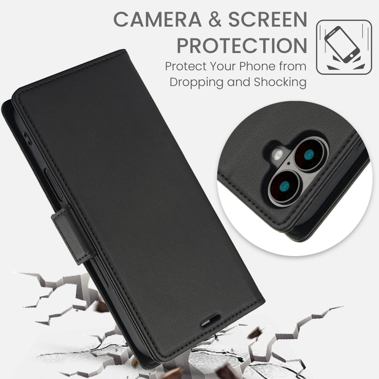 For iPhone 16 Plus Side Buckle RFID Anti-theft Leather Phone Case(Black) by buy2fix