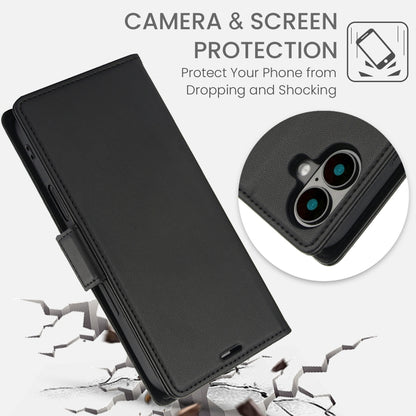 For iPhone 16 Plus Side Buckle RFID Anti-theft Leather Phone Case(Black) by buy2fix