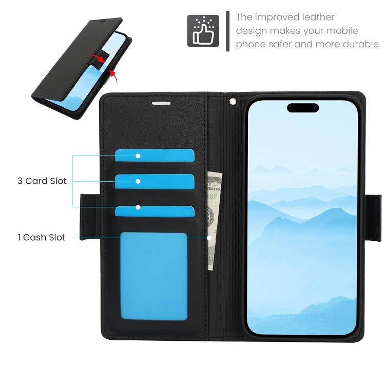 For iPhone 16 Plus Side Buckle RFID Anti-theft Leather Phone Case(Black) by buy2fix