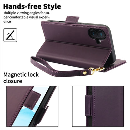For iPhone 16 Plus Side Buckle RFID Anti-theft Leather Phone Case(Dark Purple) by buy2fix