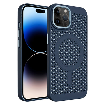 For iPhone 14 Pro Ice Feeling Cooling MagSafe Magnetic Phone Case(Navy Blue) - iPhone 14 Pro Cases by buy2fix | Online Shopping UK | buy2fix