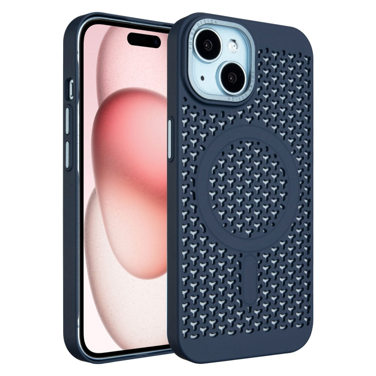 For iPhone 15 Ice Feeling Cooling MagSafe Magnetic Phone Case(Navy Blue) by buy2fix