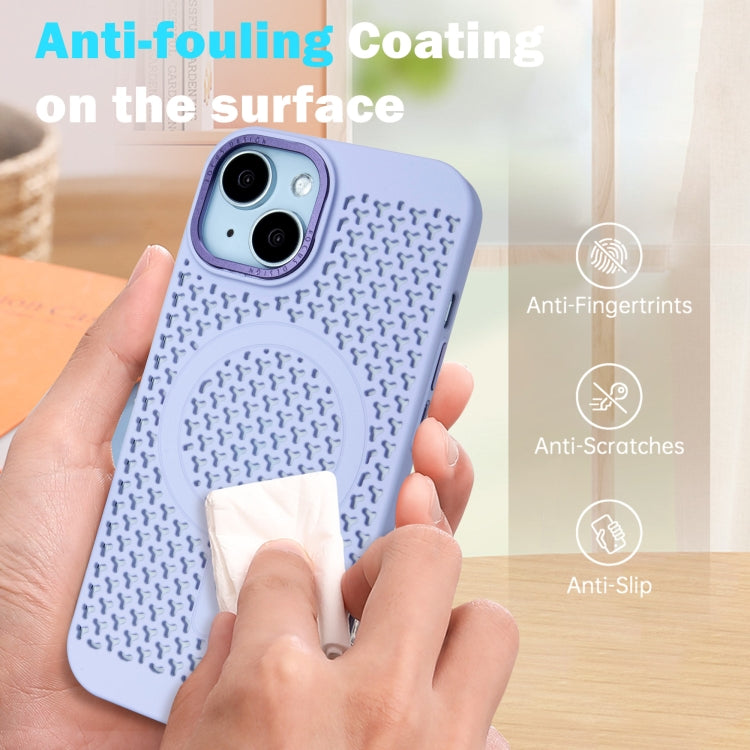 For iPhone 15 Ice Feeling Cooling MagSafe Magnetic Phone Case(Navy Blue) by buy2fix