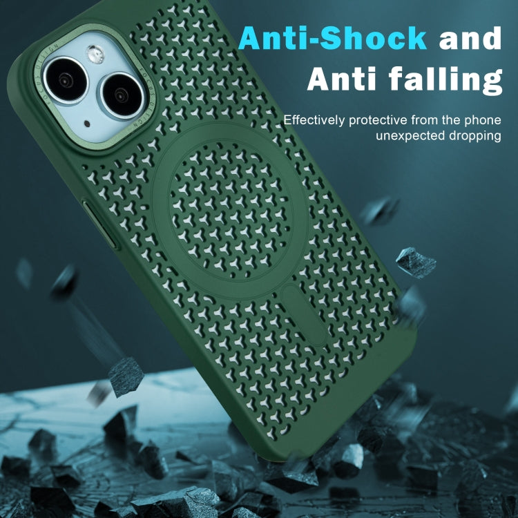 For iPhone 15 Ice Feeling Cooling MagSafe Magnetic Phone Case(Navy Blue) by buy2fix
