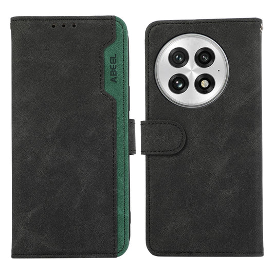 For OnePlus 13 ABEEL Color Block Magnetic RFID Leather Phone Case(Black-Green) by buy2fix