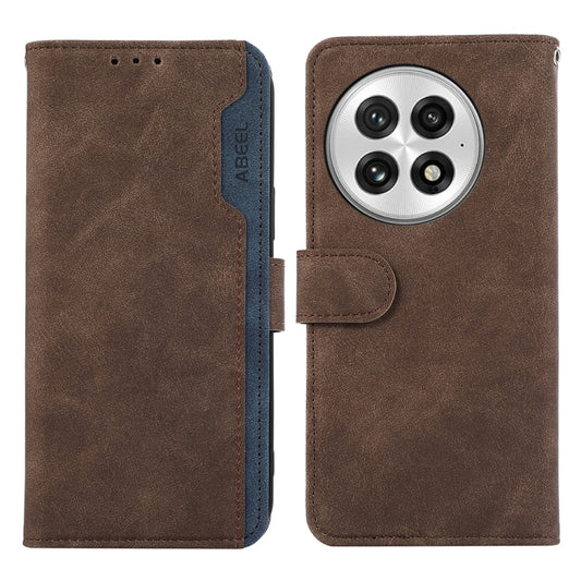 For OnePlus 13 ABEEL Color Block Magnetic RFID Leather Phone Case(Brown-Blue) by buy2fix