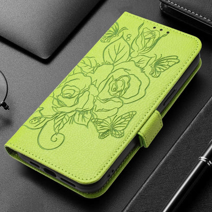 For Nothing CMF Phone 1 Embossed Rose RFID Anti-theft Leather Phone Case(Green) - More Brand by buy2fix | Online Shopping UK | buy2fix
