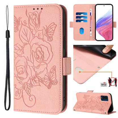 For Nothing CMF Phone 1 Embossed Rose RFID Anti-theft Leather Phone Case(Pink) - Nothing Cases by buy2fix | Online Shopping UK | buy2fix