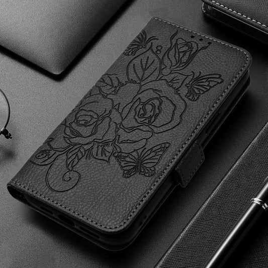 For Nothing CMF Phone 1 Embossed Rose RFID Anti-theft Leather Phone Case(Black) - Nothing Cases by buy2fix | Online Shopping UK | buy2fix