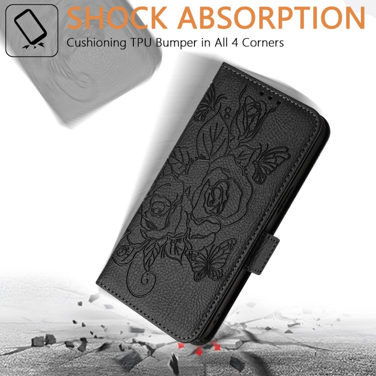 For Nothing CMF Phone 1 Embossed Rose RFID Anti-theft Leather Phone Case(Black) - Nothing Cases by buy2fix | Online Shopping UK | buy2fix