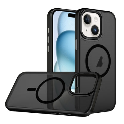 For iPhone 15 Plus Skin Feel Frosted MagSafe Magnetic Phone Case(Transparent Black) - iPhone 15 Plus Cases by buy2fix | Online Shopping UK | buy2fix