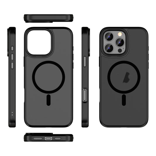 For iPhone 15 Skin Feel Frosted MagSafe Magnetic Phone Case(Transparent Black) by buy2fix