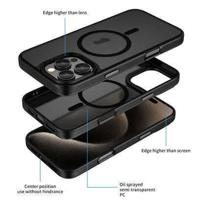 For iPhone 12 Pro Skin Feel Frosted MagSafe Magnetic Phone Case(Transparent Black) - iPhone 12 / 12 Pro Cases by buy2fix | Online Shopping UK | buy2fix