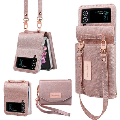 For Samsung Galaxy Z Flip3 5G VIETAO Portable Wallet Foldable PU Phone Case(Rose Gold) - Galaxy Phone Cases by VIETAO | Online Shopping UK | buy2fix