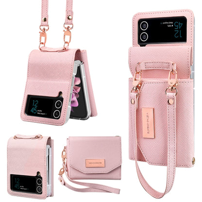 For Samsung Galaxy Z Flip3 5G VIETAO Portable Wallet Foldable PU Phone Case(Pink) - Galaxy Phone Cases by VIETAO | Online Shopping UK | buy2fix