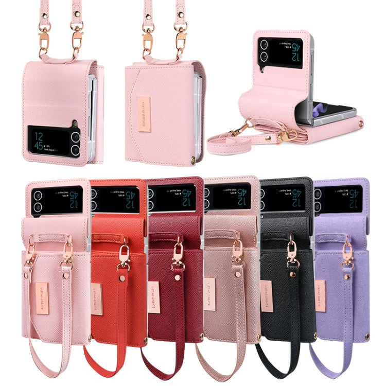 For Samsung Galaxy Z Flip3 5G VIETAO Portable Wallet Foldable PU Phone Case(Pink) - Galaxy Phone Cases by VIETAO | Online Shopping UK | buy2fix