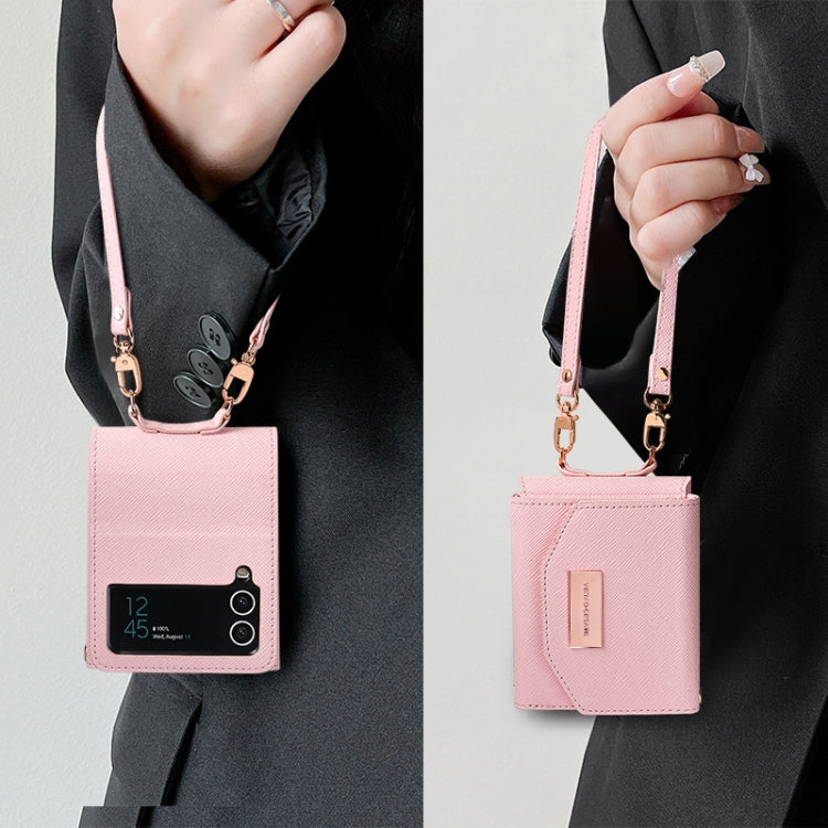 For Samsung Galaxy Z Flip3 5G VIETAO Portable Wallet Foldable PU Phone Case(Pink) - Galaxy Phone Cases by VIETAO | Online Shopping UK | buy2fix