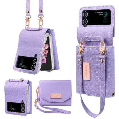 For Samsung Galaxy Z Flip3 5G VIETAO Portable Wallet Foldable PU Phone Case(Purple) - Galaxy Phone Cases by VIETAO | Online Shopping UK | buy2fix