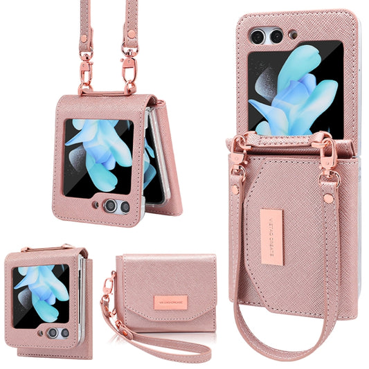 For Samsung Galaxy Z Flip6 VIETAO Portable Wallet Foldable PU Phone Case(Rose Gold) - Galaxy Z Flip6 5G Cases by VIETAO | Online Shopping UK | buy2fix