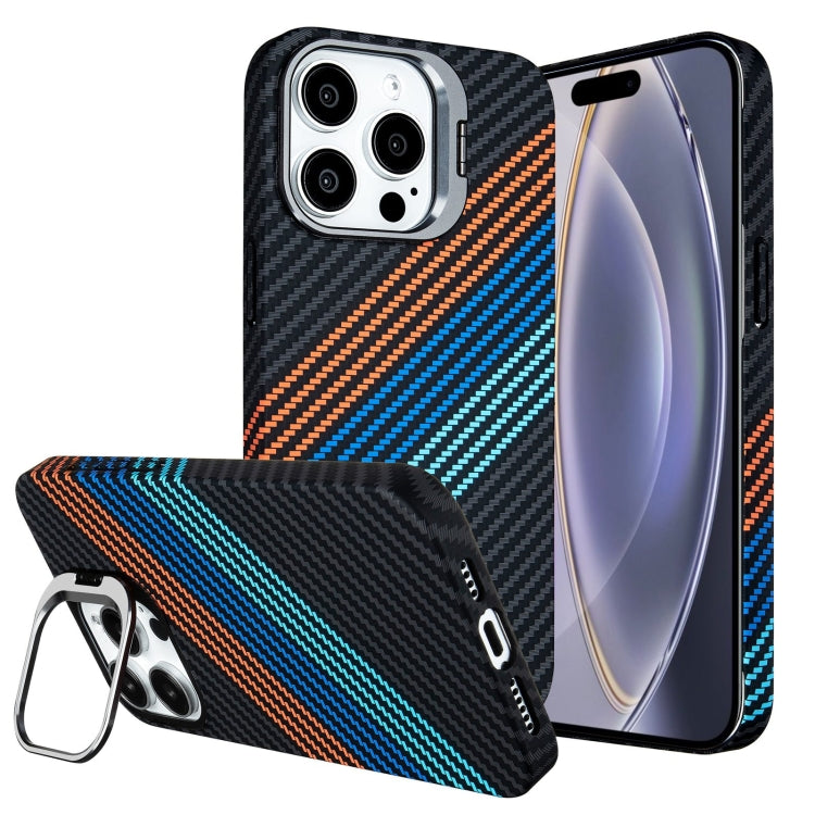 For iPhone 16 Pro Max Carbon Fiber Lens Holder Phone Case(Black) - iPhone 16 Pro Max Cases by buy2fix | Online Shopping UK | buy2fix