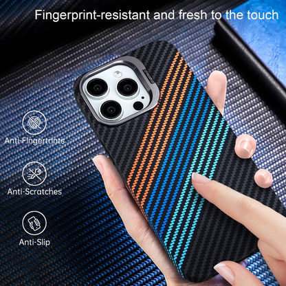 For iPhone 16 Carbon Fiber Lens Holder Phone Case(Black) - iPhone 16 Cases by buy2fix | Online Shopping UK | buy2fix