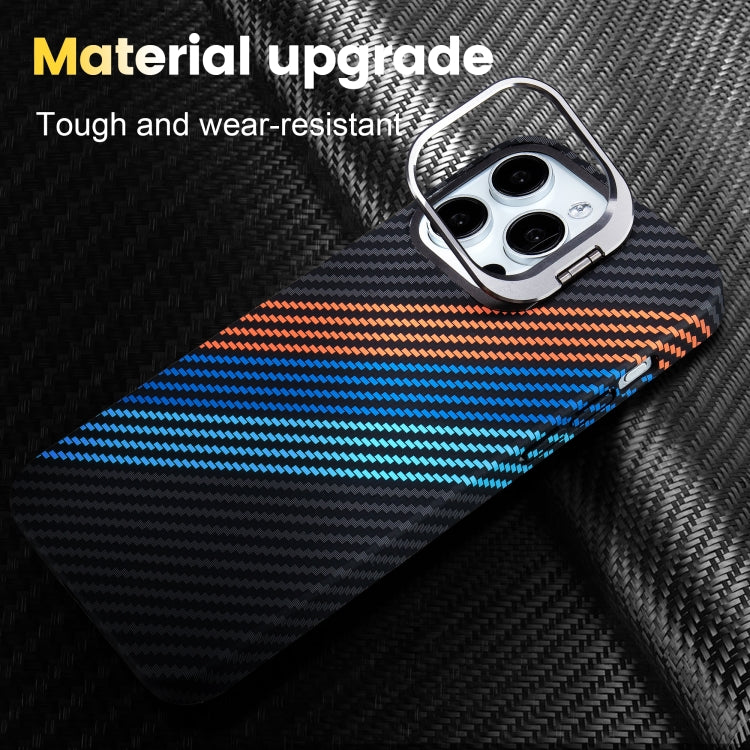 For iPhone 14 Carbon Fiber Lens Holder MagSafe Magnetic Phone Case(Black) - iPhone 14 Cases by buy2fix | Online Shopping UK | buy2fix