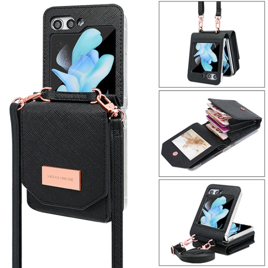 For Samsung Galaxy Z Flip6 / Flip7 FE VIETAO Portable Organ Style Wallet PU Phone Case(Black) - Galaxy Z Flip6 5G Cases by VIETAO | Online Shopping UK | buy2fix
