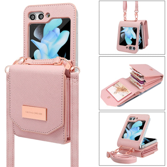 For Samsung Galaxy Z Flip6 / Flip7 FE VIETAO Portable Organ Style Wallet PU Phone Case(Pink) - Galaxy Z Flip6 5G Cases by VIETAO | Online Shopping UK | buy2fix