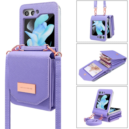 For Samsung Galaxy Z Flip6 / Flip7 FE VIETAO Portable Organ Style Wallet PU Phone Case(Purple) - Galaxy Z Flip6 5G Cases by VIETAO | Online Shopping UK | buy2fix