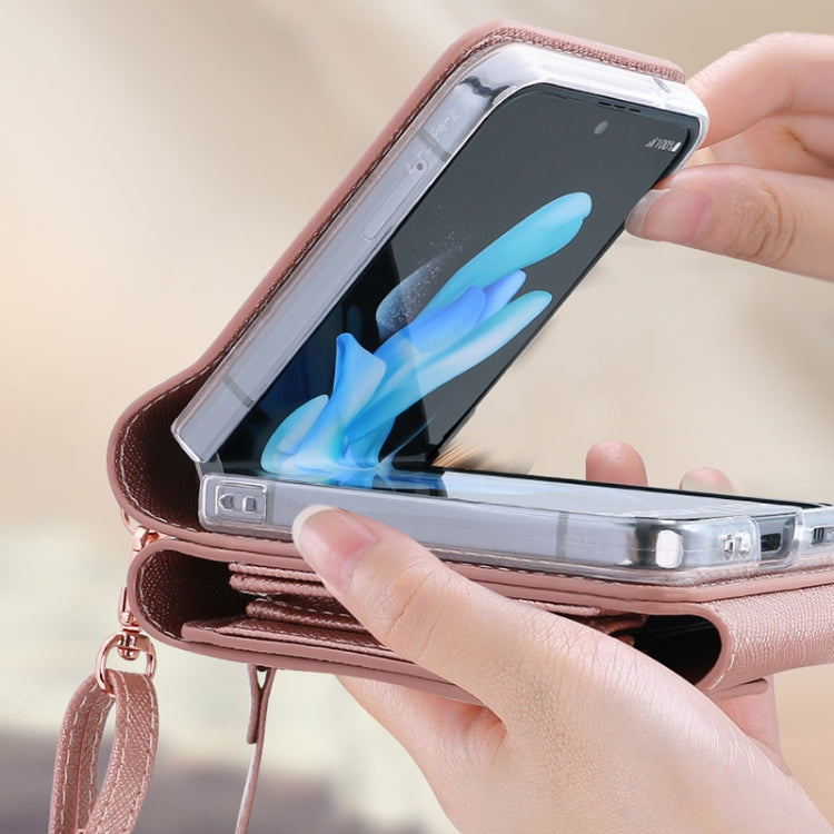 For Samsung Galaxy Z Flip5 VIETAO Portable Organ Style Wallet PU Phone Case(Rose Gold) - Galaxy Z Flip5 Cases by VIETAO | Online Shopping UK | buy2fix