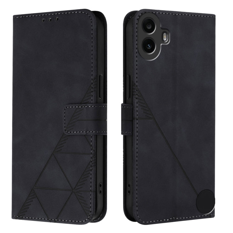 For Nothing CMF Phone 1 Crossbody 3D Embossed Flip Leather Phone Case(Black) - Nothing Cases by buy2fix | Online Shopping UK | buy2fix