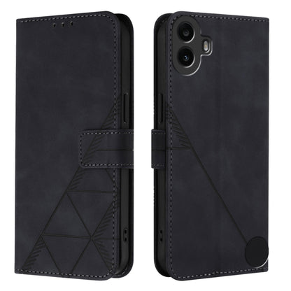 For Nothing CMF Phone 1 Crossbody 3D Embossed Flip Leather Phone Case(Black) - Nothing Cases by buy2fix | Online Shopping UK | buy2fix