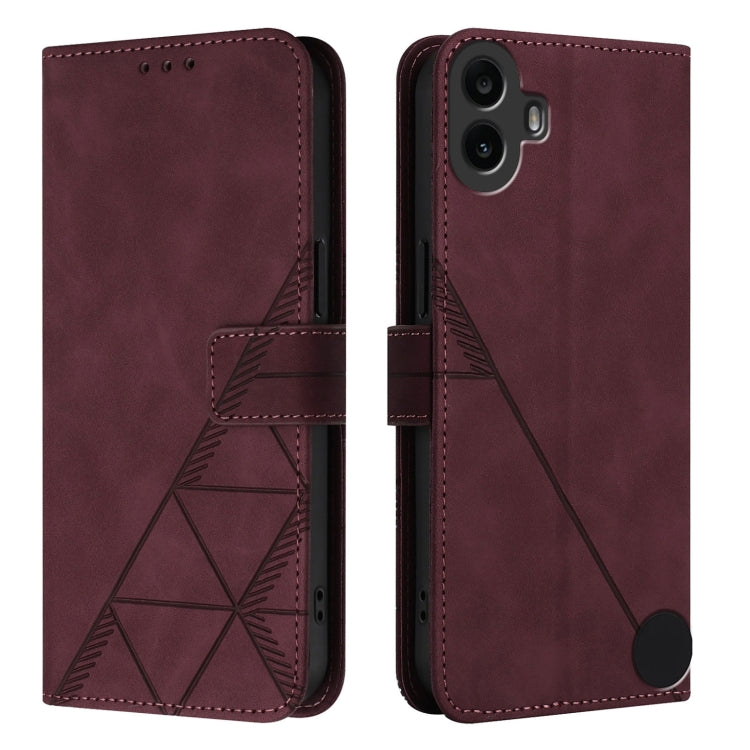 For Nothing CMF Phone 1 Crossbody 3D Embossed Flip Leather Phone Case(Wine Red) - Nothing Cases by buy2fix | Online Shopping UK | buy2fix
