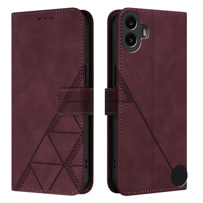 For Nothing CMF Phone 1 Crossbody 3D Embossed Flip Leather Phone Case(Wine Red) - Nothing Cases by buy2fix | Online Shopping UK | buy2fix