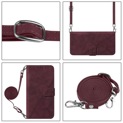 For Nothing CMF Phone 1 Crossbody 3D Embossed Flip Leather Phone Case(Wine Red) - Nothing Cases by buy2fix | Online Shopping UK | buy2fix