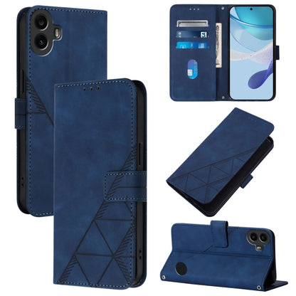 For Nothing CMF Phone 1 Crossbody 3D Embossed Flip Leather Phone Case(Blue) - Nothing Cases by buy2fix | Online Shopping UK | buy2fix